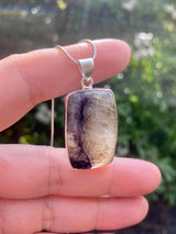 Blue John Sterling Silver Rectangular Pendant