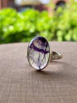 Blue John and Solid Silver Oval Ring - Extremely Rare