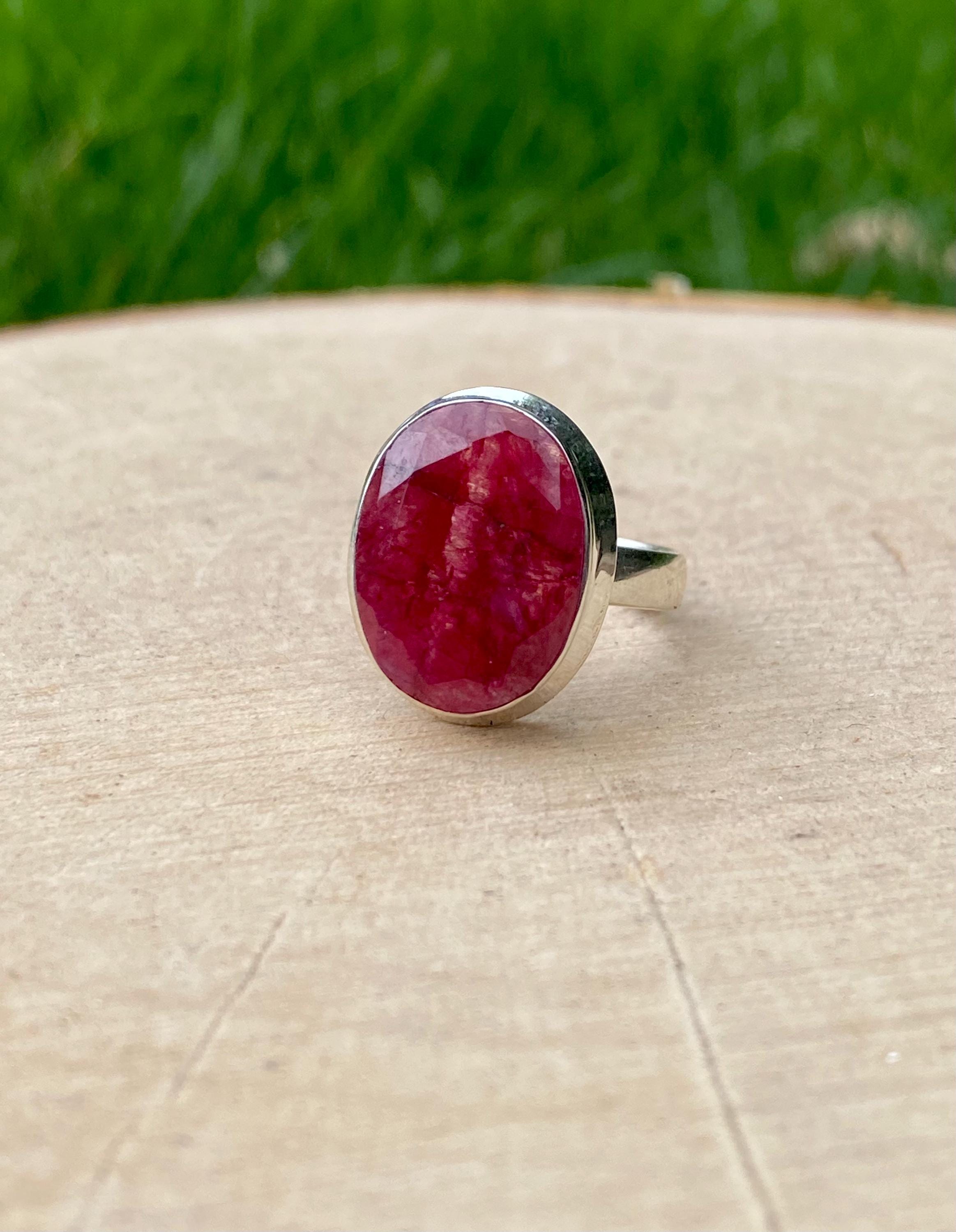 Raw Ruby and Silver Ring