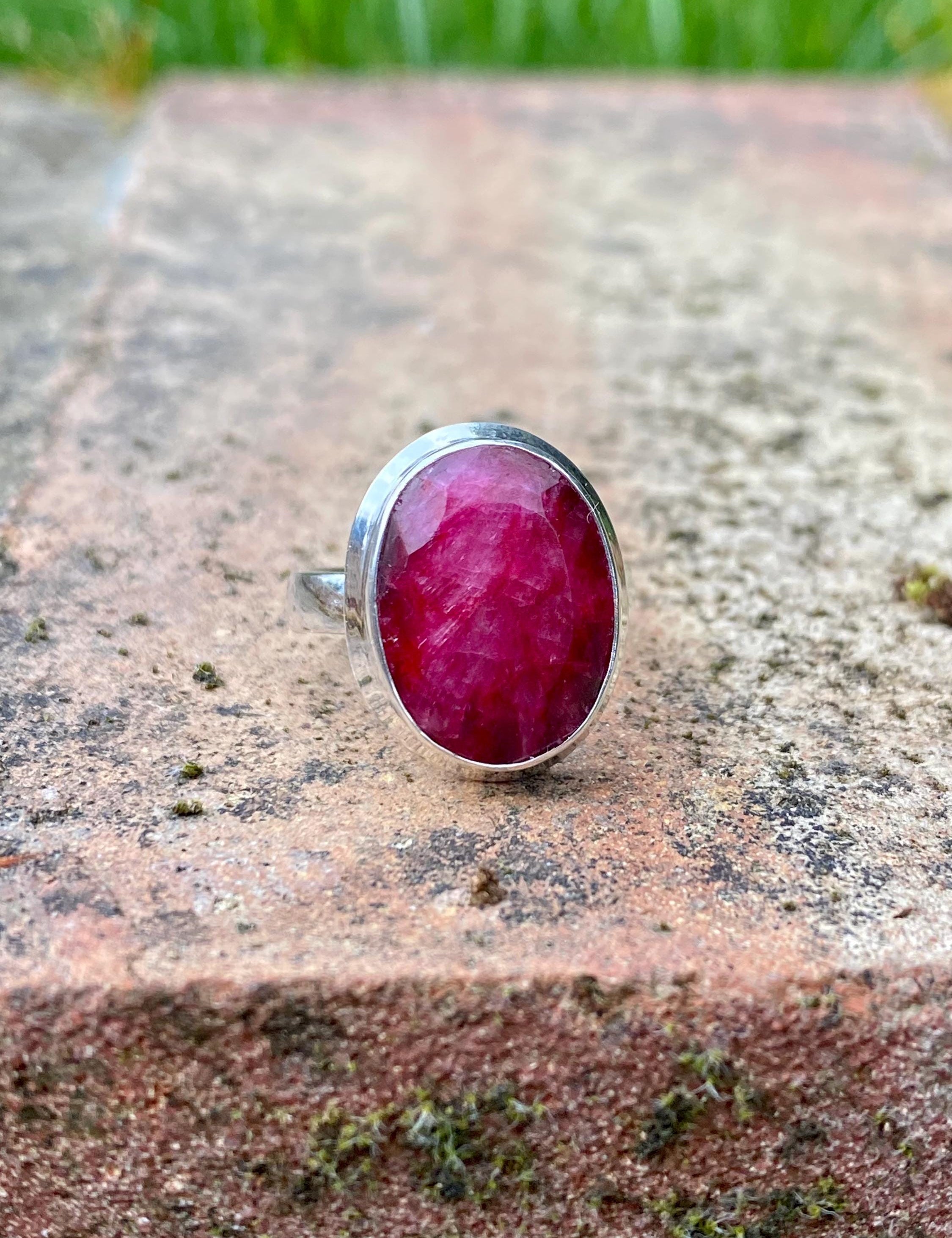 Raw Ruby and Silver Ring (YM)
