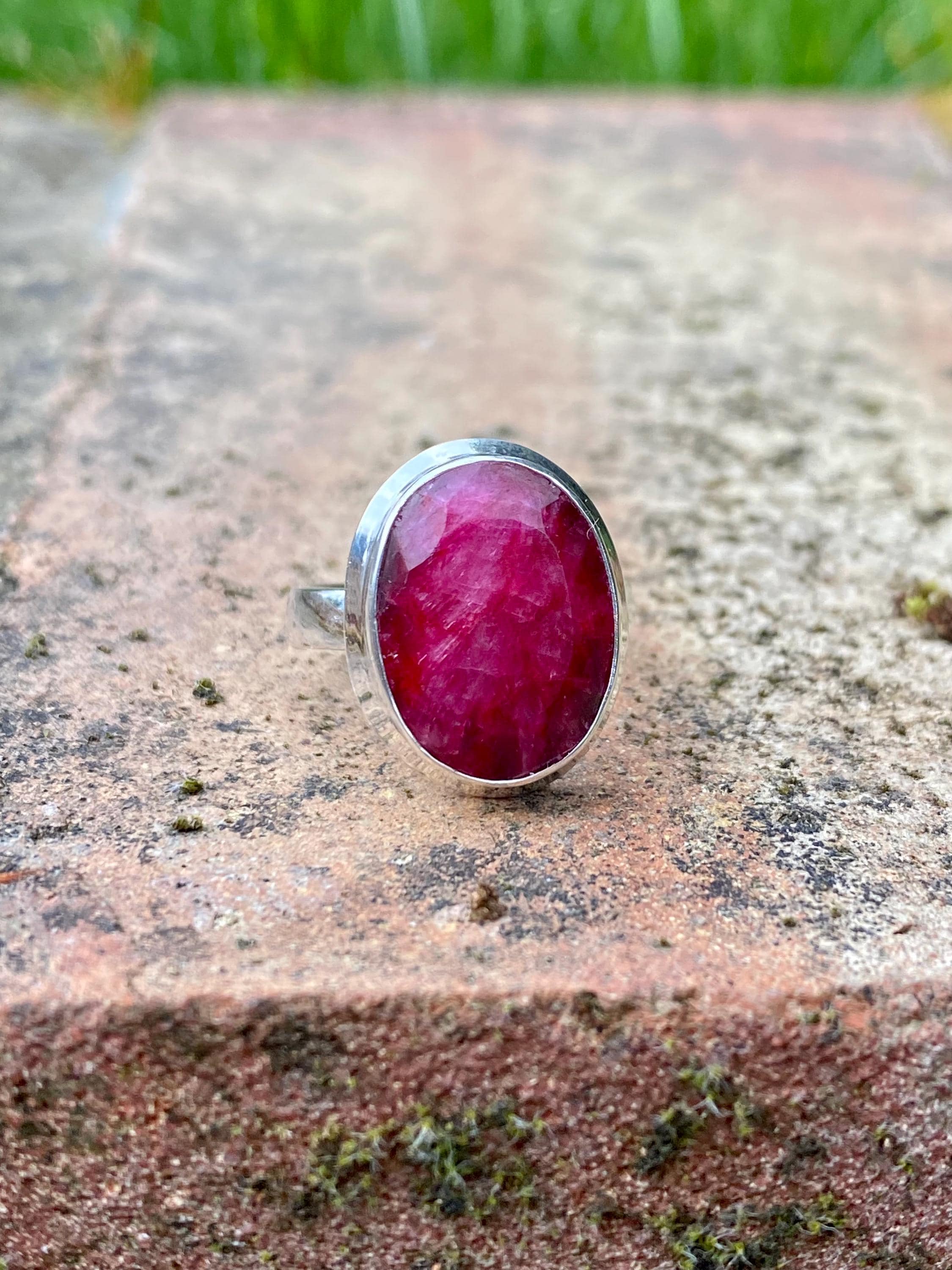 Raw Ruby and Silver Ring