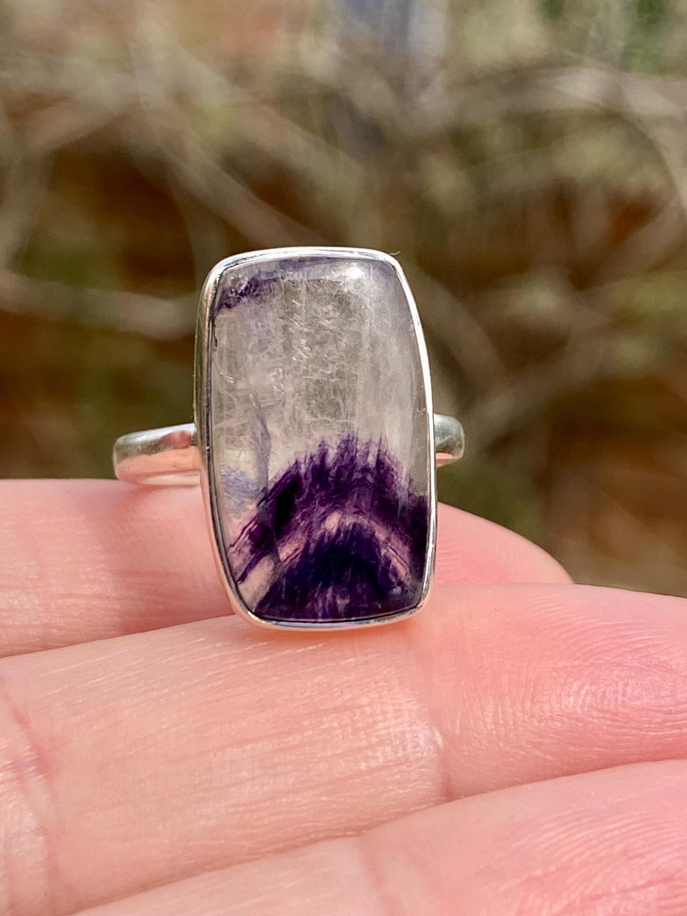 Blue John Silver Rectangular Ring - Extremely Rare