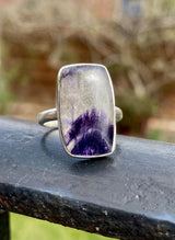 Blue John Silver Rectangular Ring - Extremely Rare