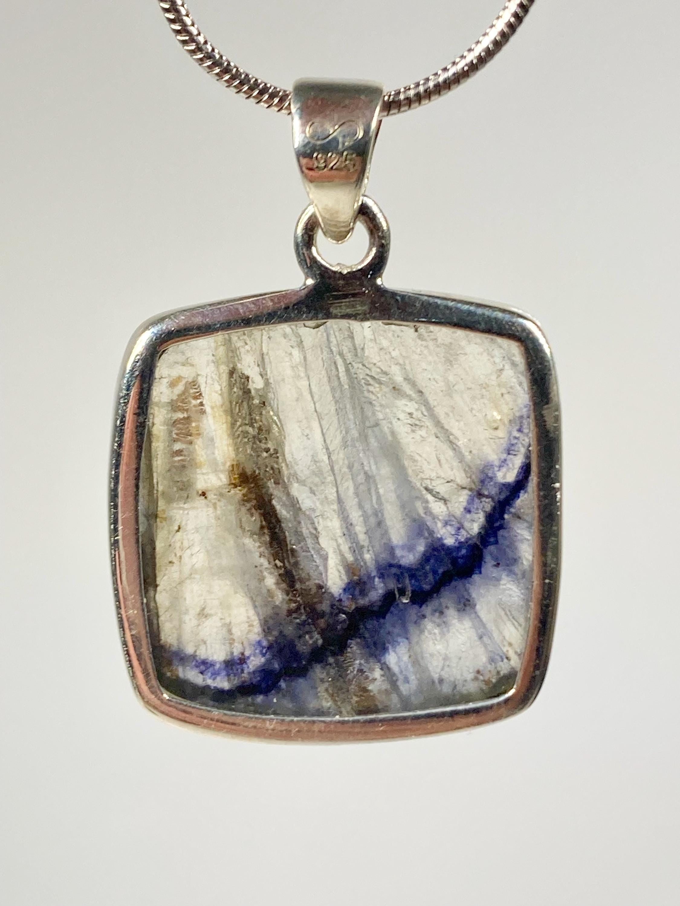 Blue John Sterling Silver Square Pendant
