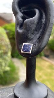 Navy Blue Goldstone and Silver Studs