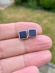 Navy Blue Goldstone and Silver Studs