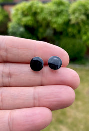 Black Tourmaline and Silver Studs (9mm)
