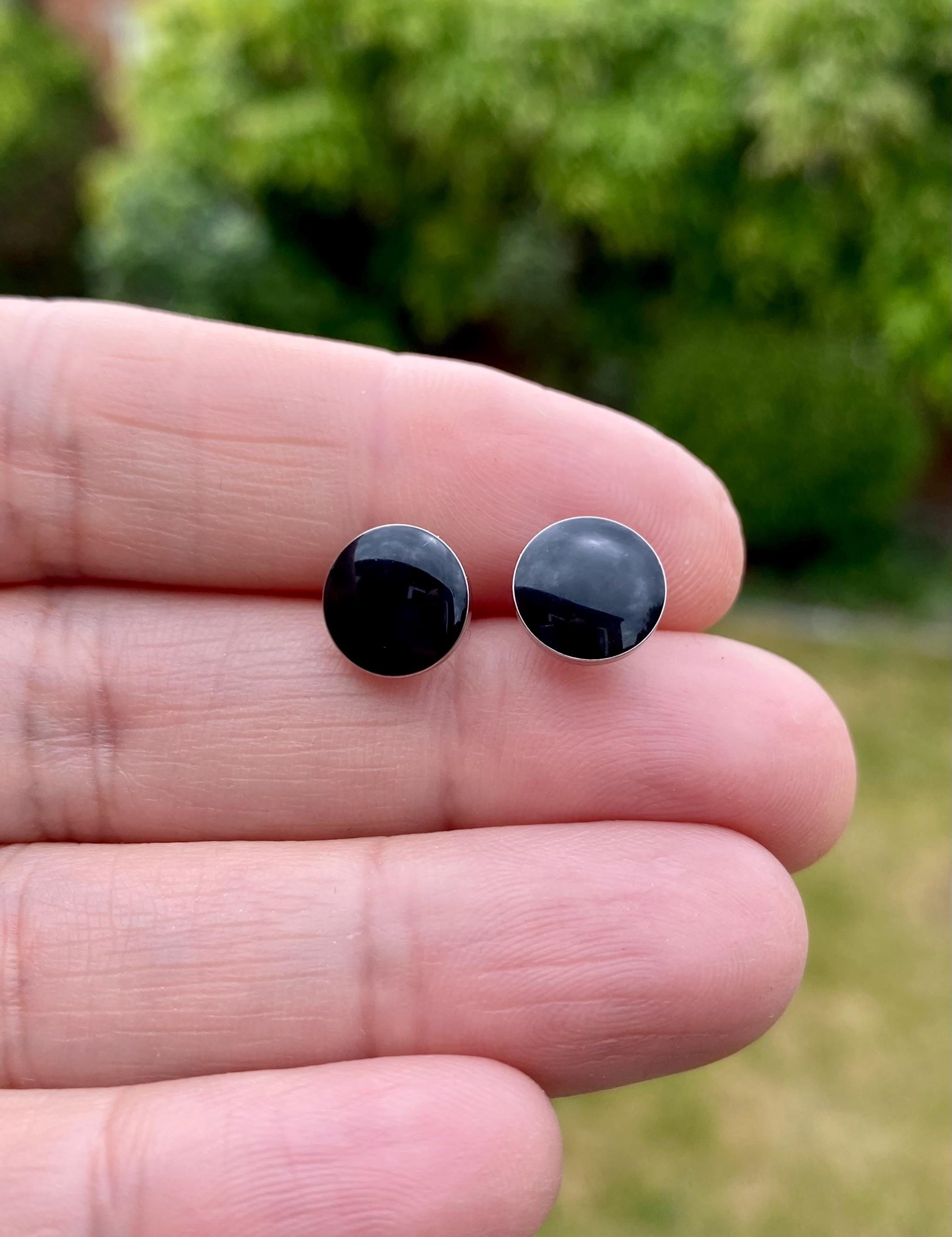 Black Tourmaline and Silver Studs (9mm)