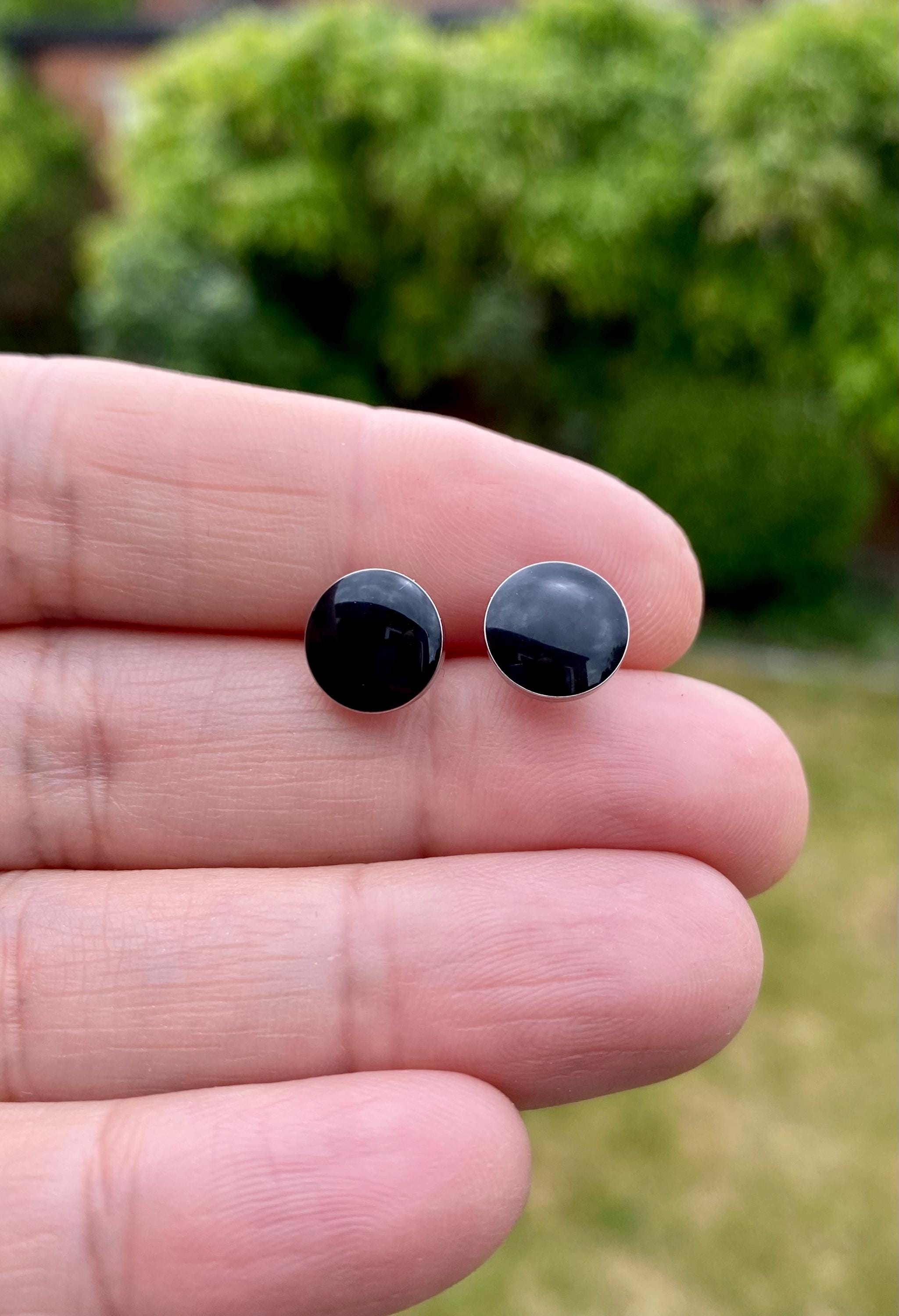 Black Tourmaline and Silver Studs (9mm)