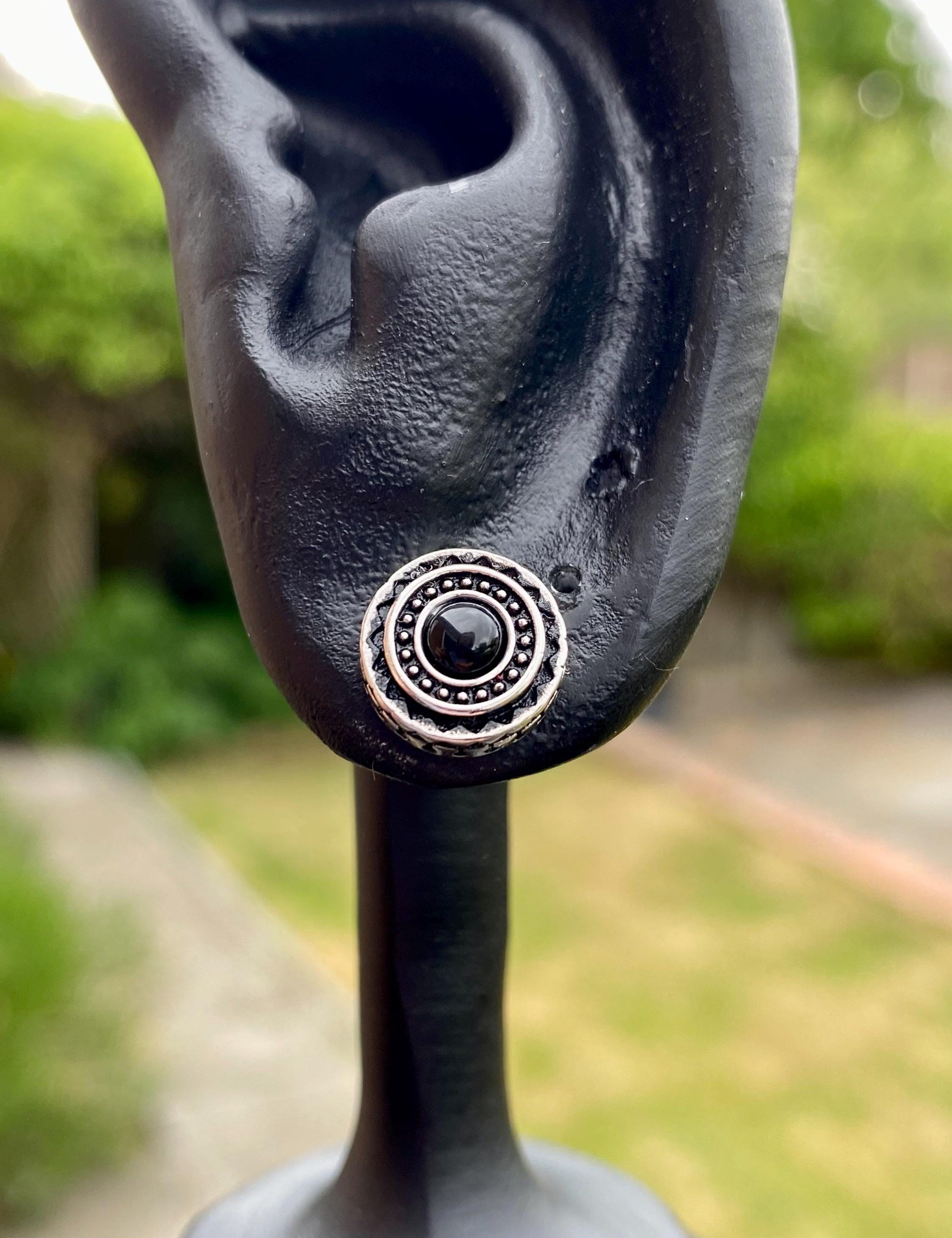 Black Tourmaline and Silver Studs.