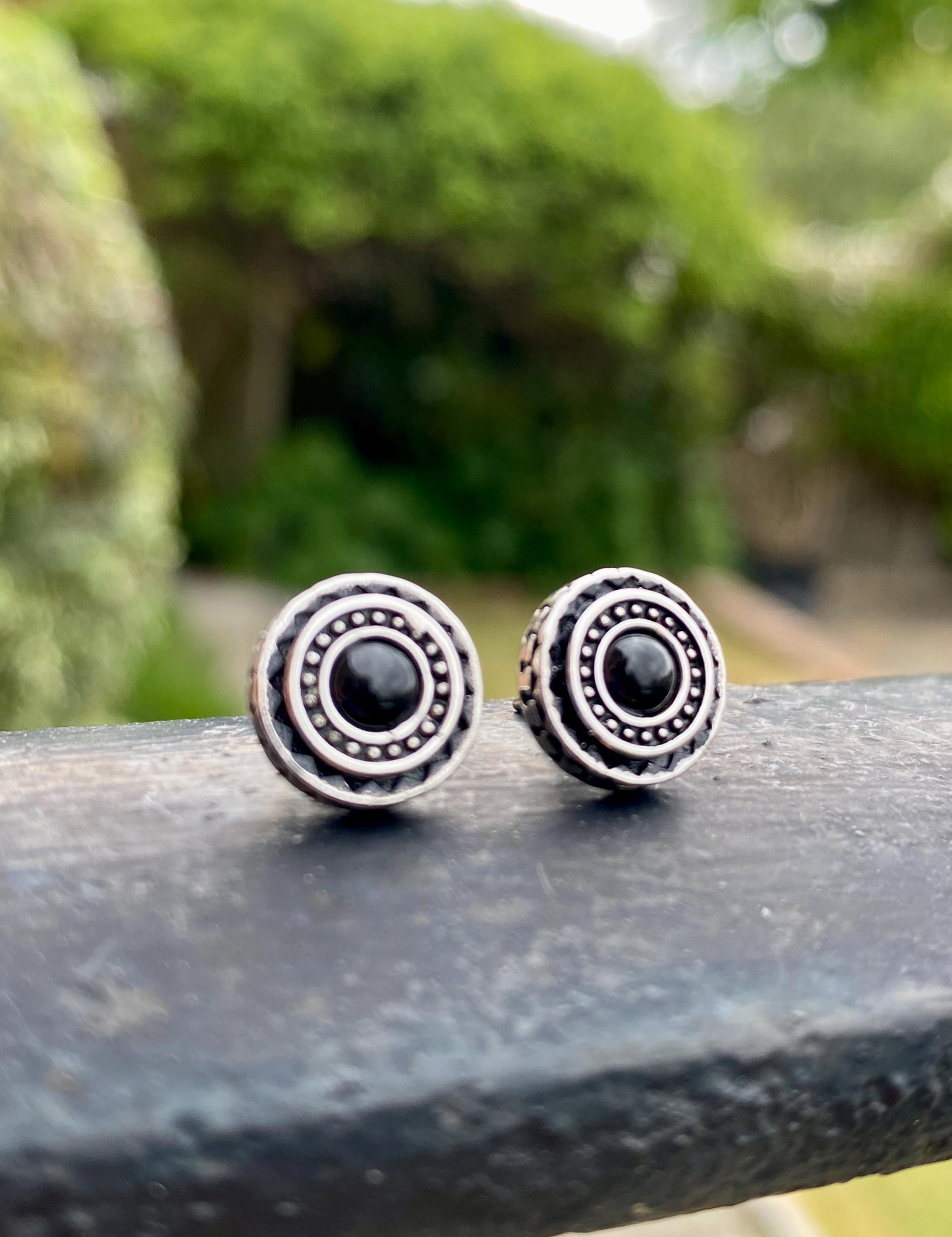 Black Tourmaline and Silver Studs.