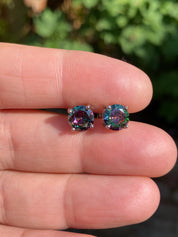Mystic Topaz Round 925 Sterling Silver Studs