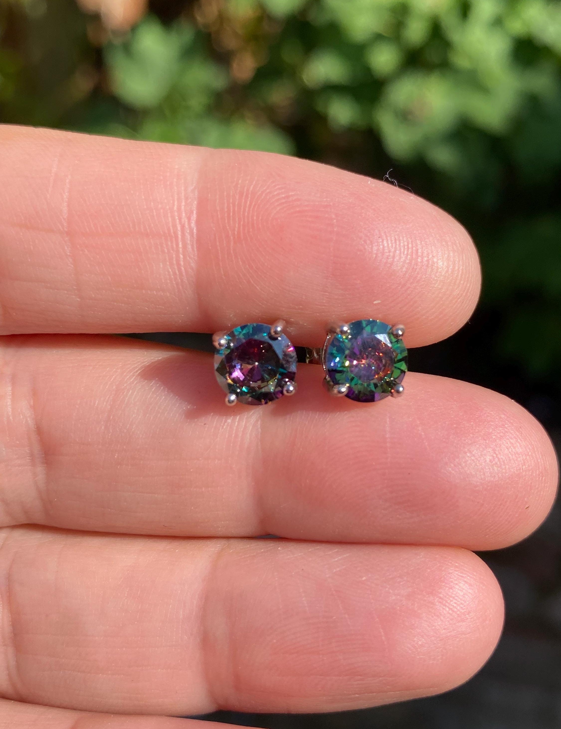 Mystic Topaz Round 925 Sterling Silver Studs