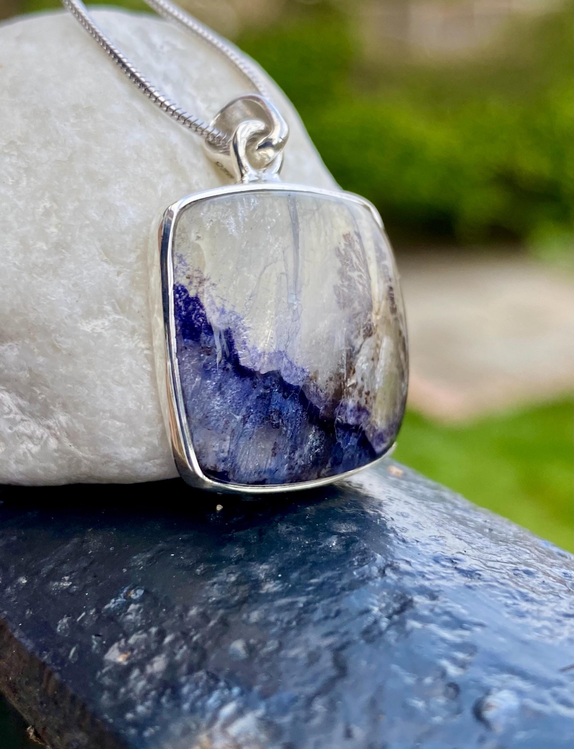 Blue John Sterling Silver Square Pendant