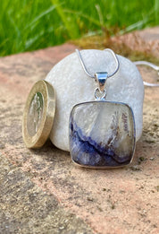 Blue John Sterling Silver Square Pendant
