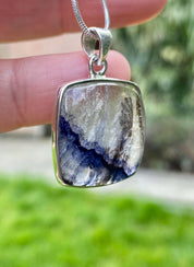 Blue John Sterling Silver Square Pendant