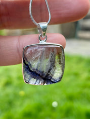Blue John Sterling Silver Square Pendant