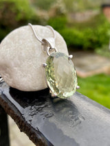 Faceted Green Amethyst (Prasiolite ) Sterling Silver Pendant