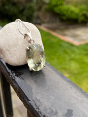 Oval Green Amethyst (Prasiolite ) Sterling Silver Pendant