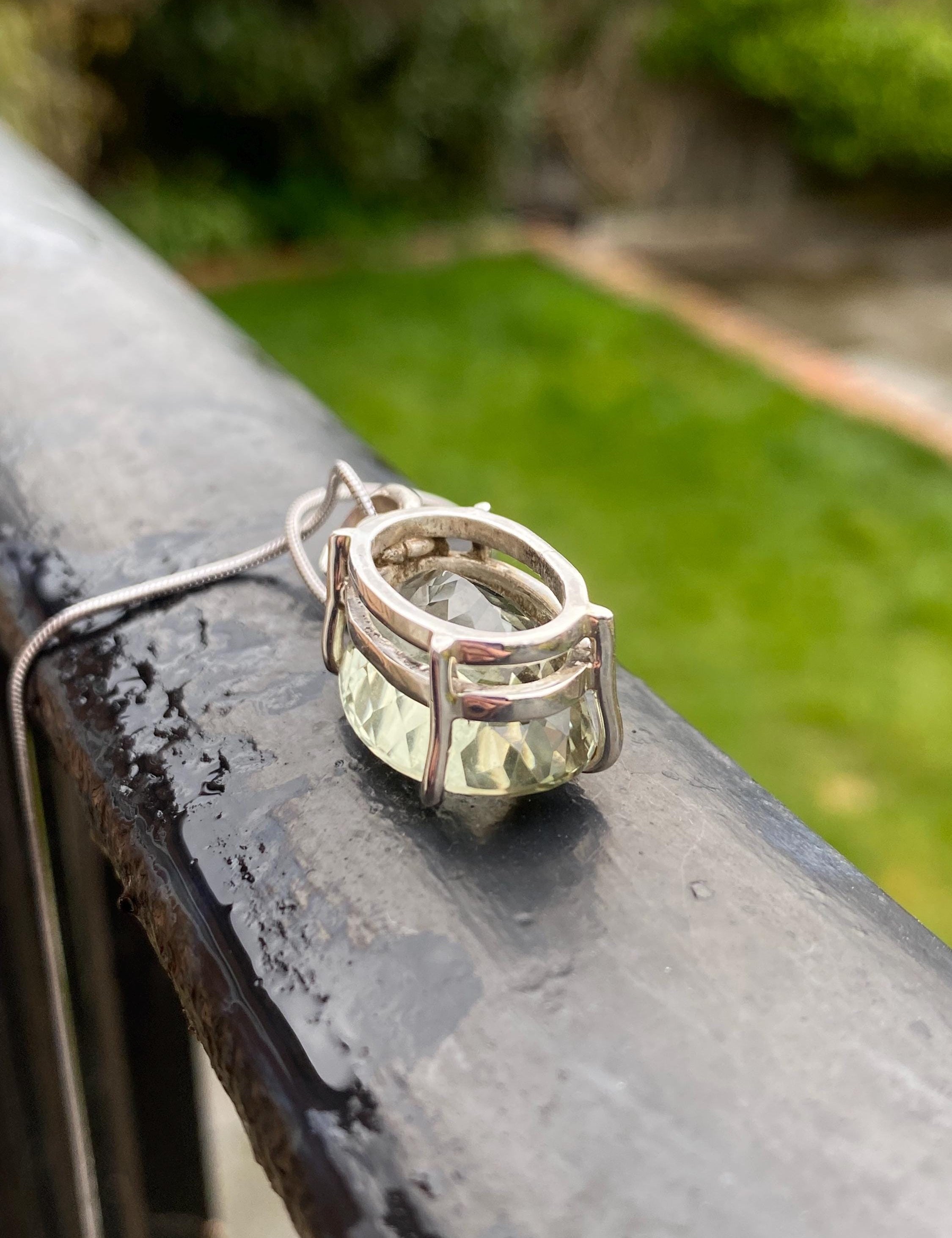Green Amethyst (Prasiolite ) and Silver Pendant