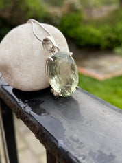 Oval Green Amethyst (Prasiolite ) Sterling Silver Pendant