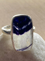 Blue John Silver Rectangular Ring - Extremely Rare