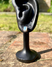 Blue Fire Moonstone Sterling Silver Stud Earrings