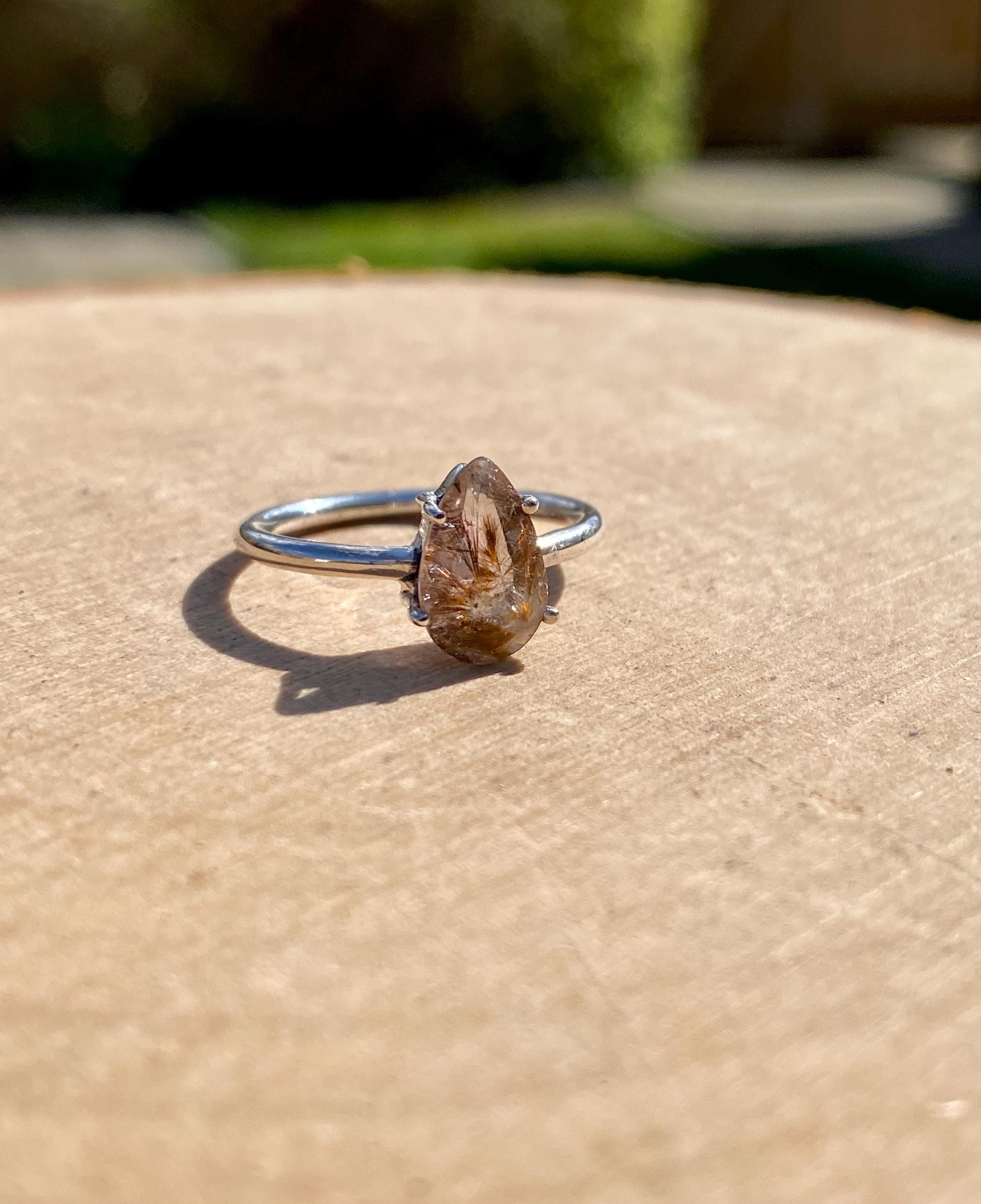High Quality Super Seven Cacoxenite in Purple Amethyst Sterling Silver Ring