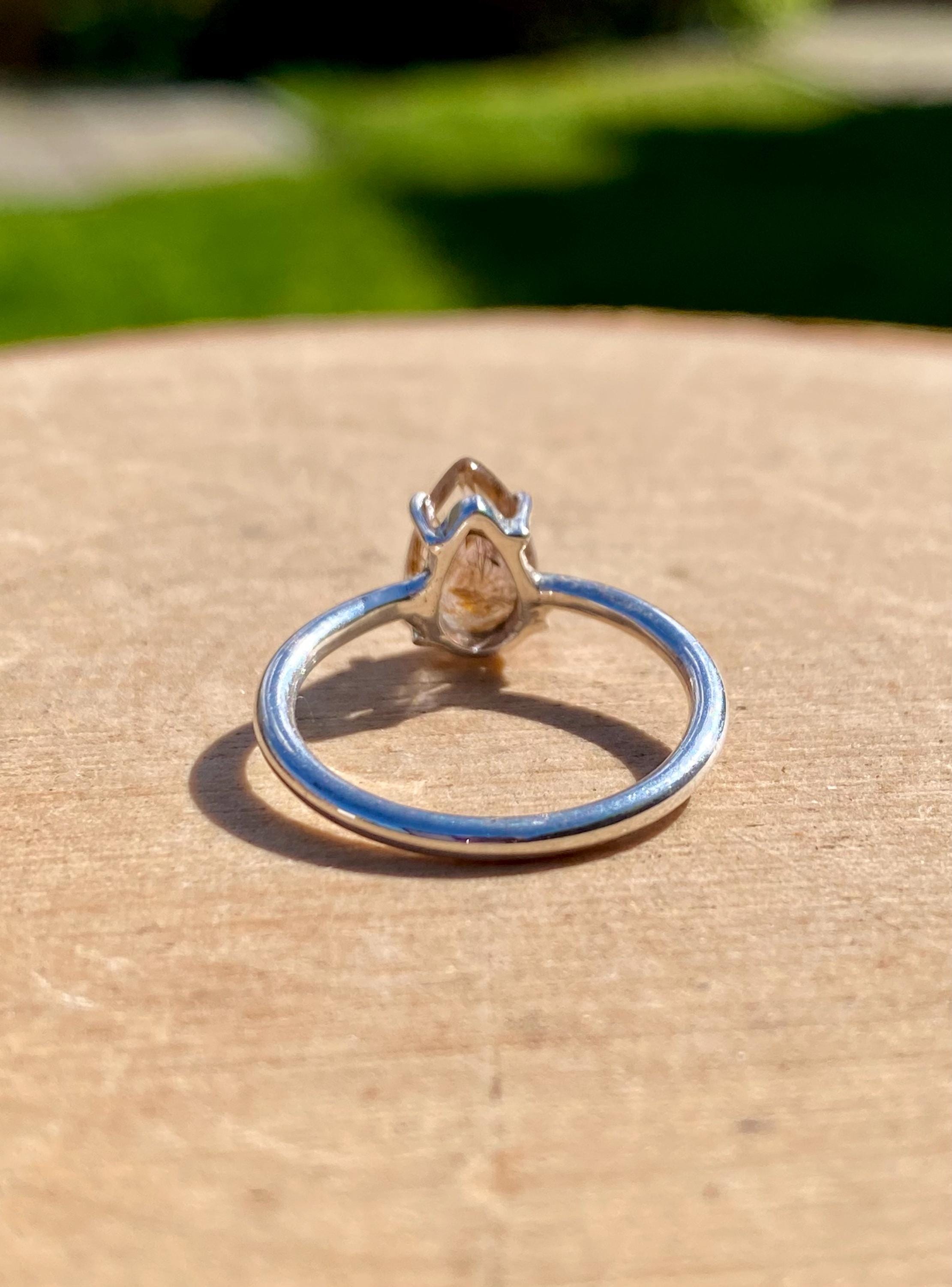 High Quality Super Seven Cacoxenite in Purple Amethyst Sterling Silver Ring