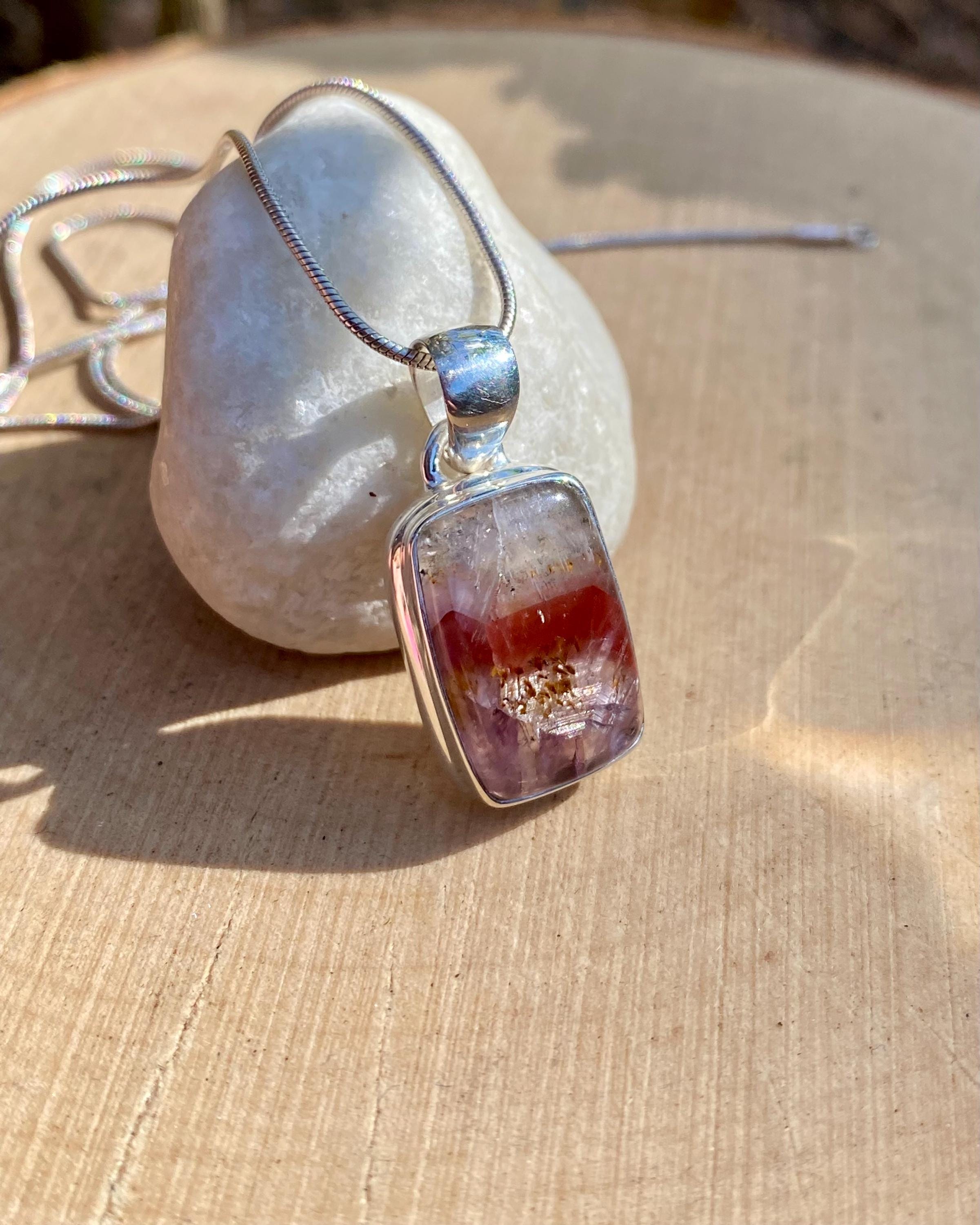 High Quality Cocaxinite in Purple Amethyst and Silver Pendant