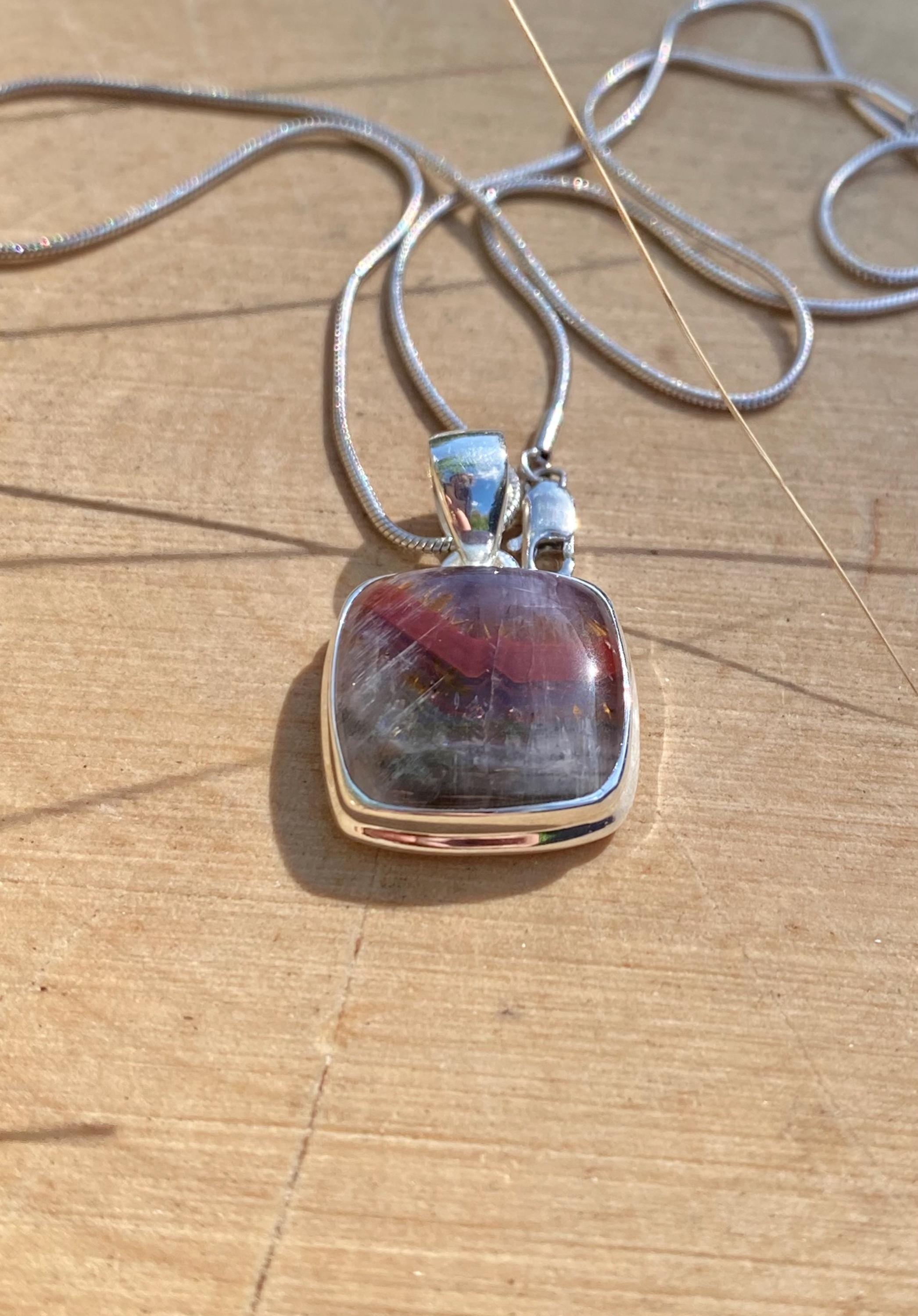 High Quality Cocaxinite in Purple Amethyst and Silver Pendant