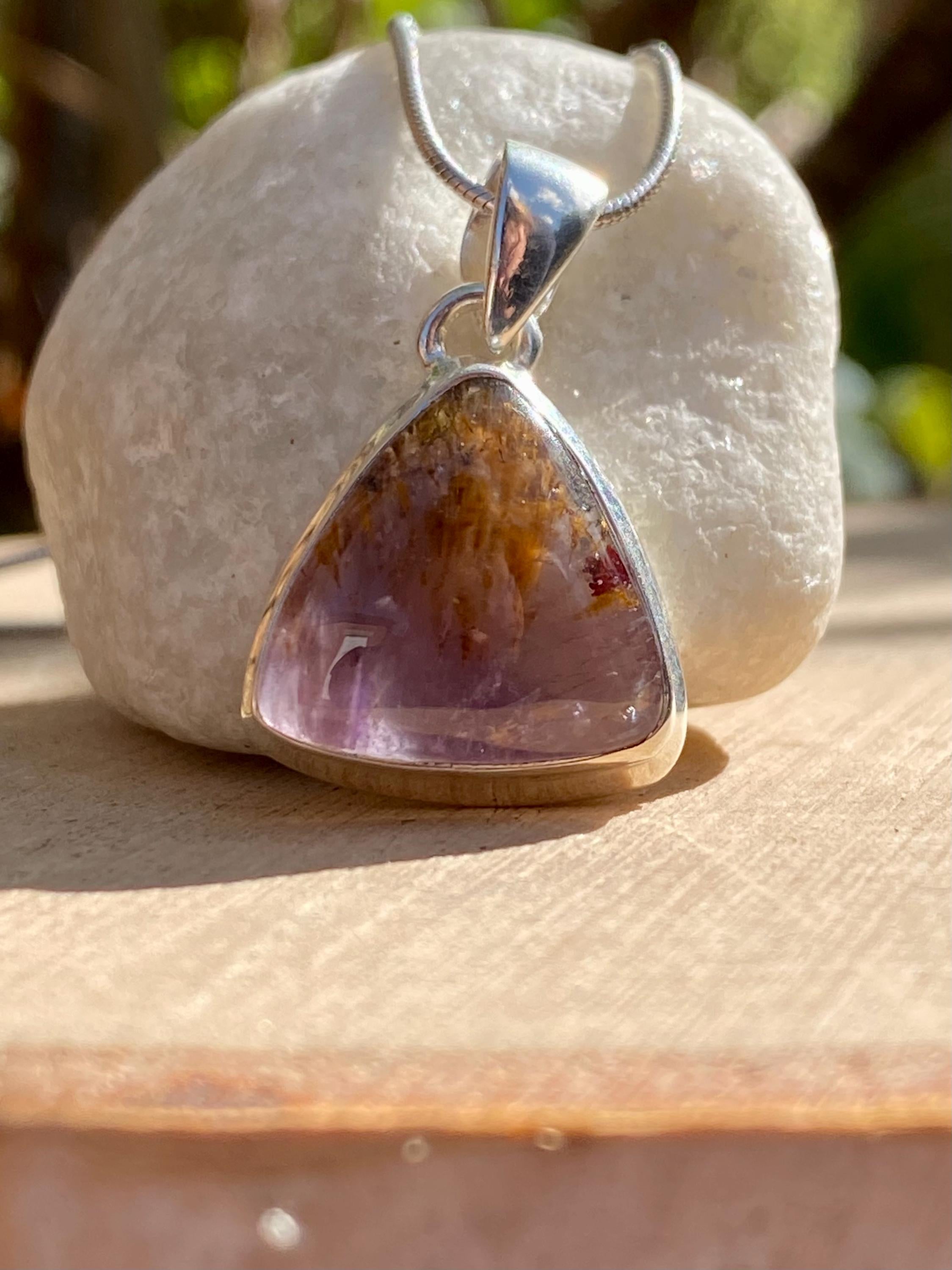 High Quality Cocaxinite in Purple Amethyst and Silver Pendant