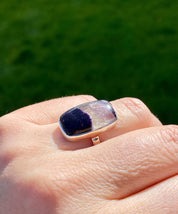 Blue John Silver Rectangular Ring - Extremely Rare