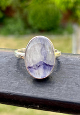 Blue John and Solid Silver Oval Ring - Extremely Rare