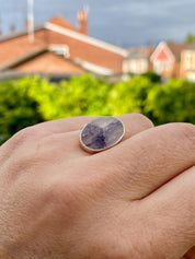 Blue John and Solid Silver Oval Ring - Extremely Rare