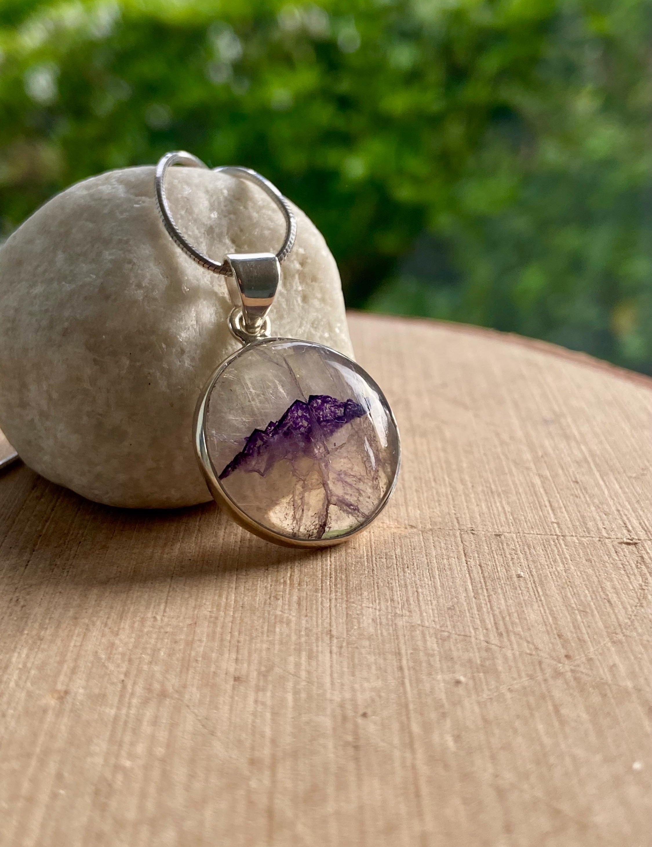 Blue John Sterling Silver Round Pendant
