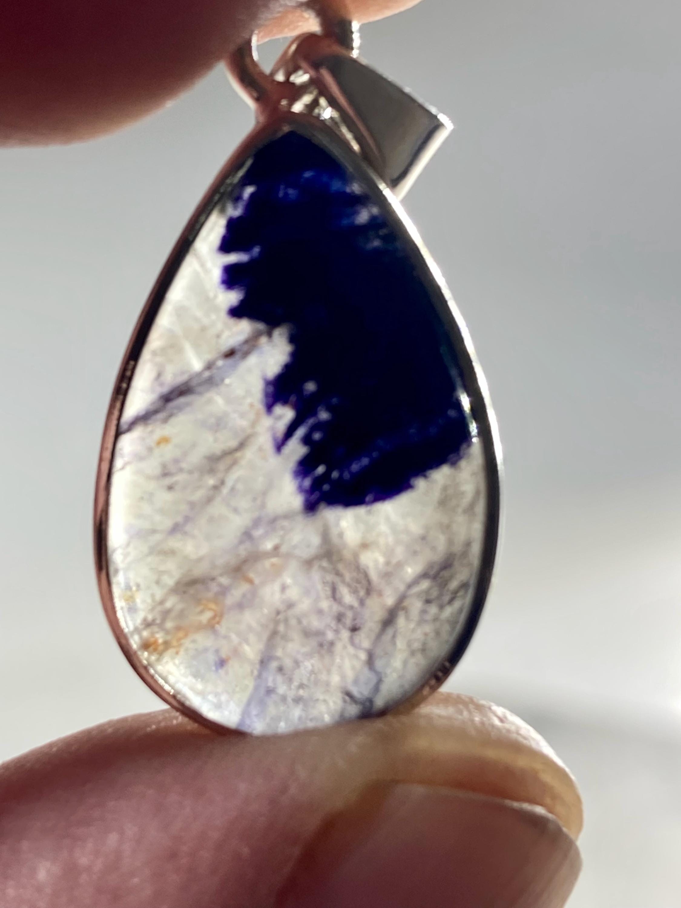 Blue John Sterling Silver Teardrop Pendant