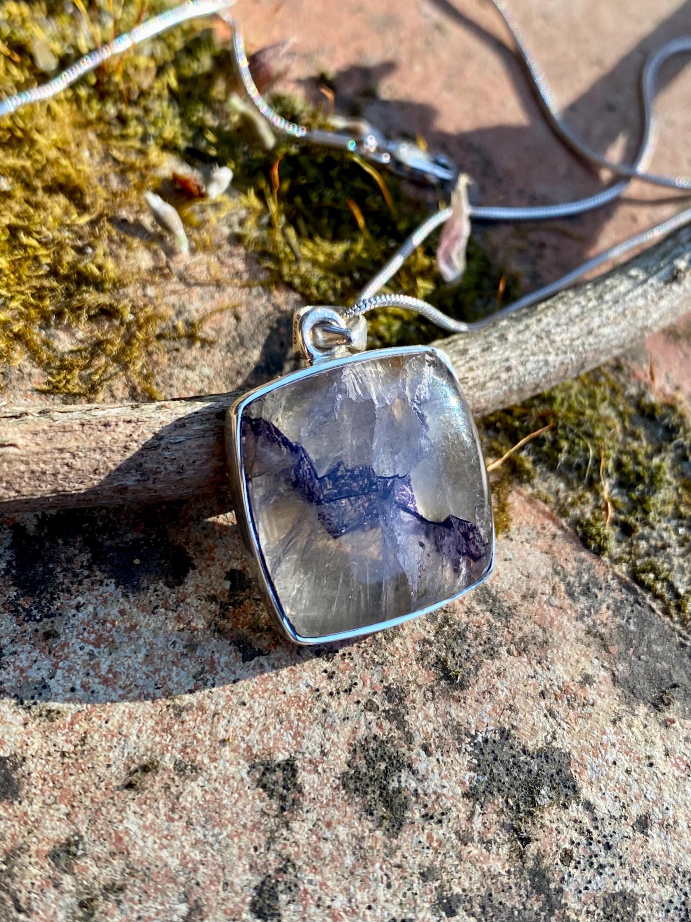 Blue John Sterling Silver Square Pendant