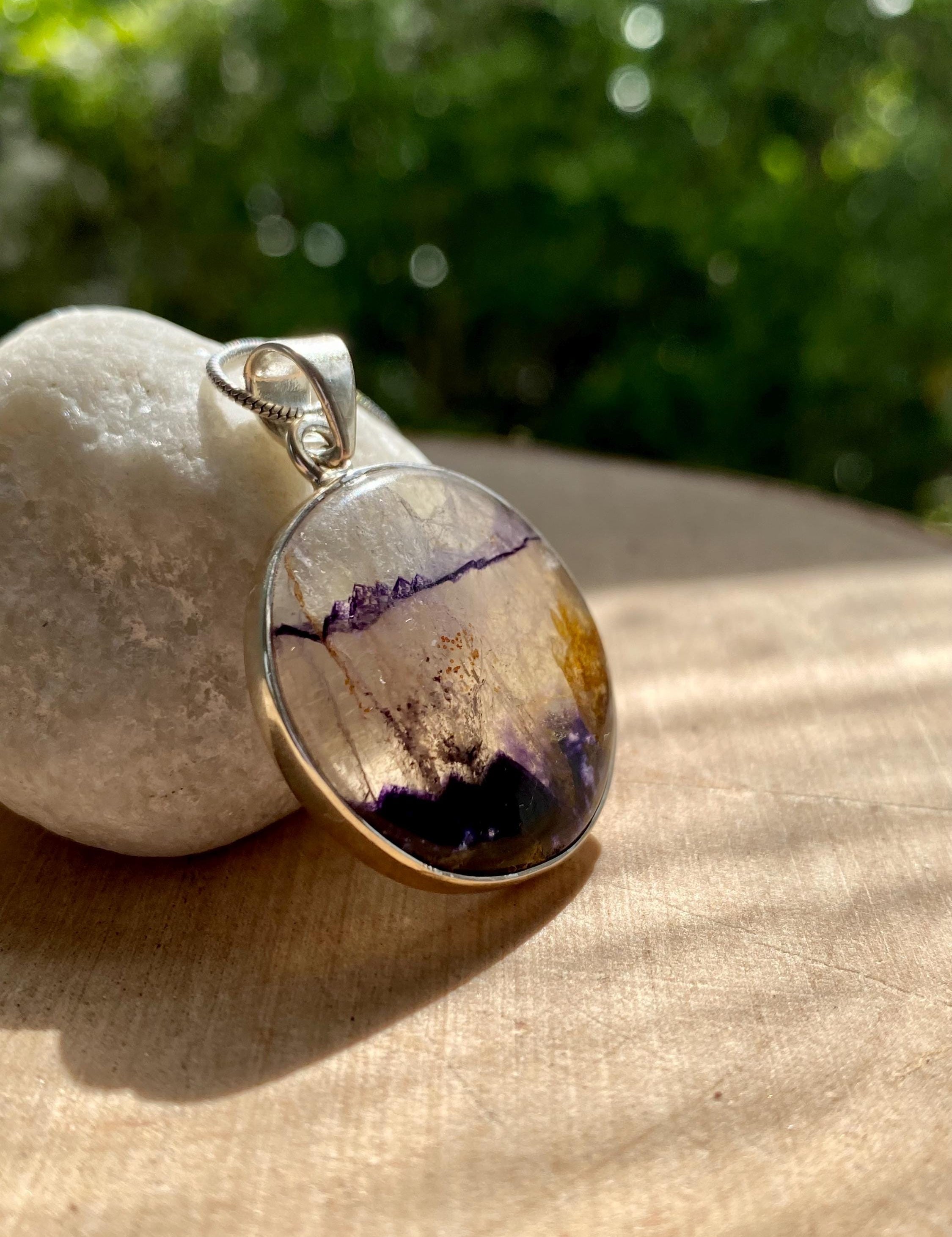 Blue John Silver Pendant - Extremely Rare