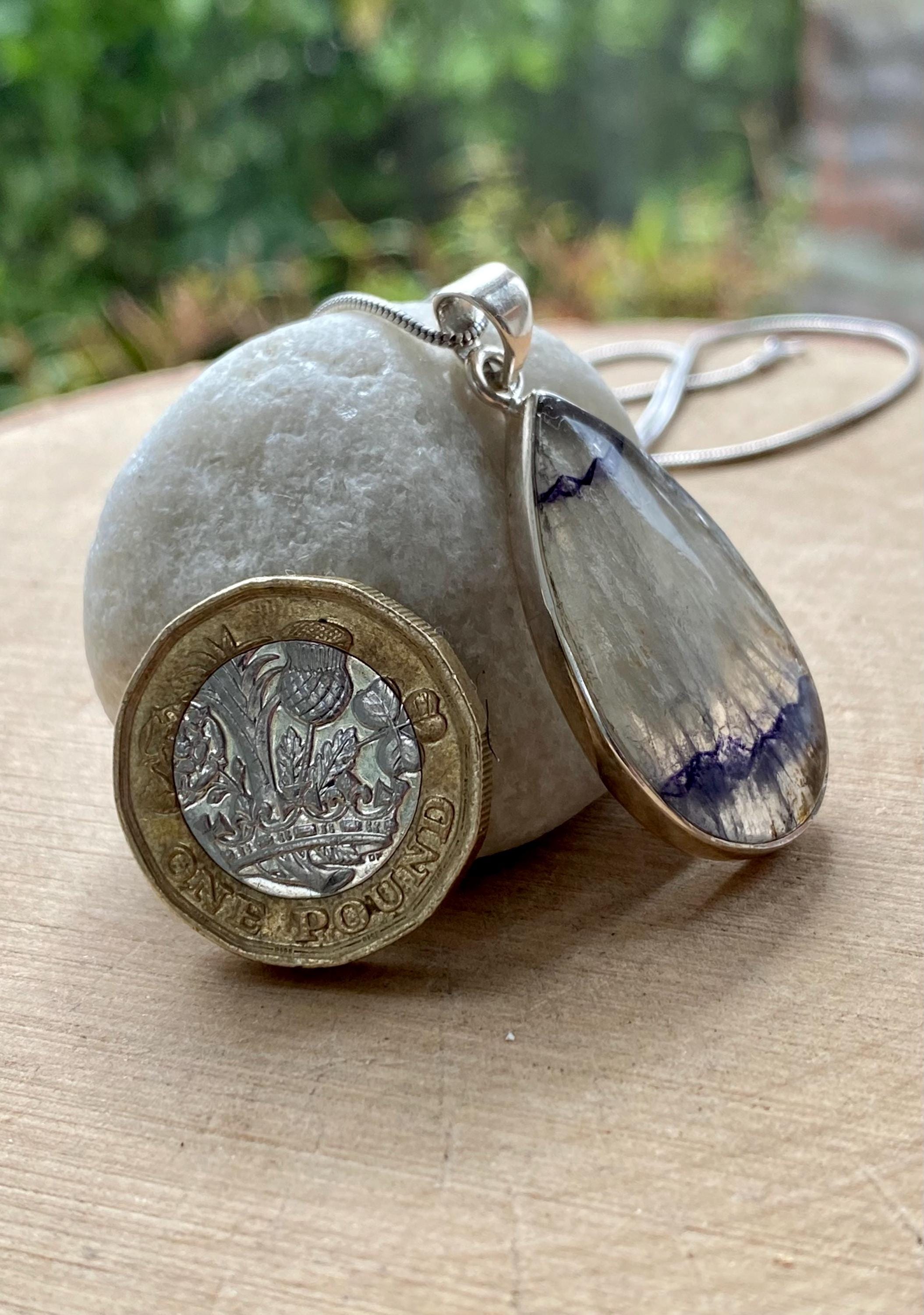 Blue John Silver Pendant