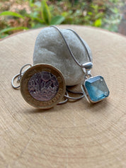 Aqua Kyanite and Silver Pendant
