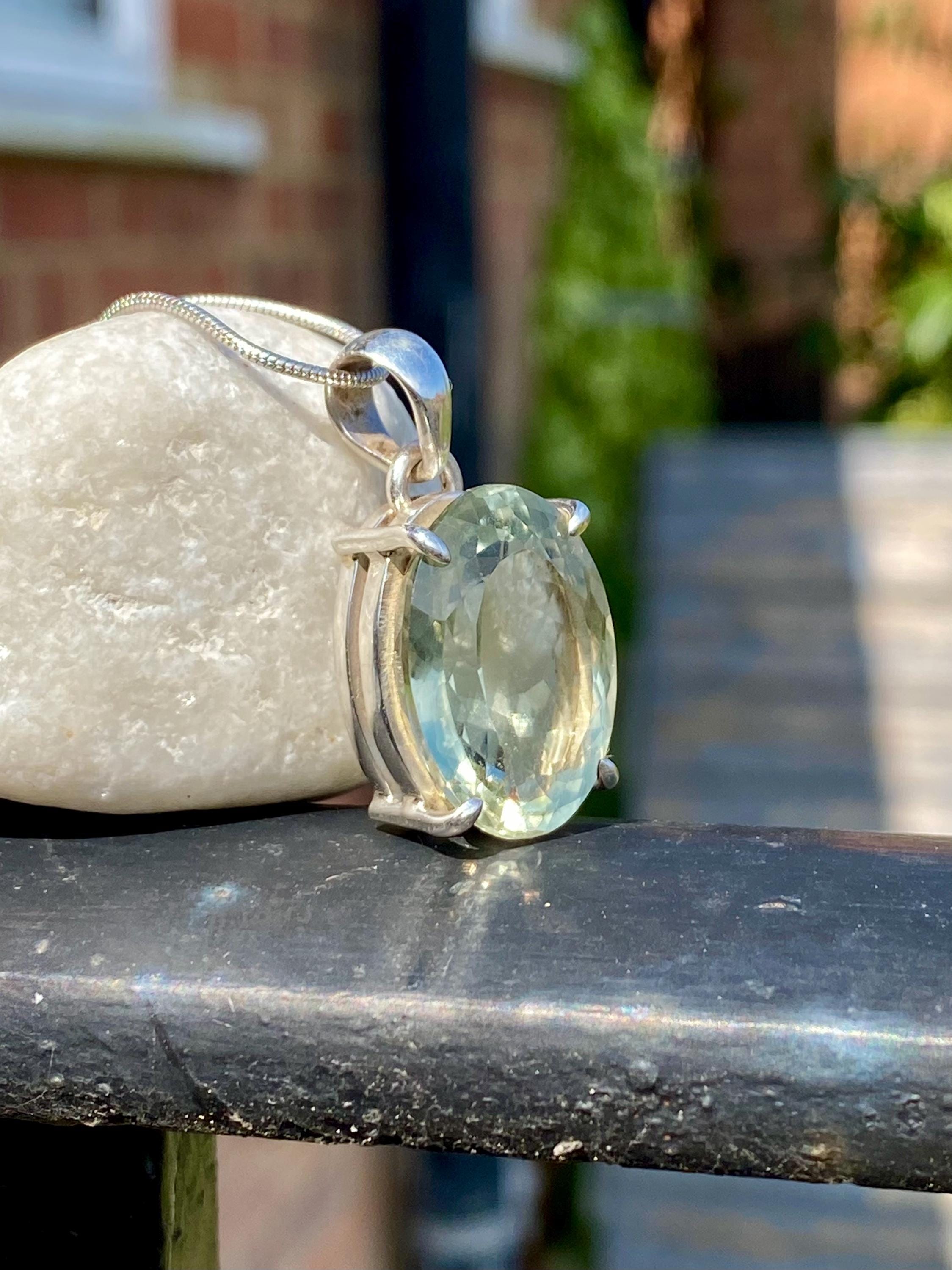 Green Amethyst (Prasiolite ) and Silver Pendant