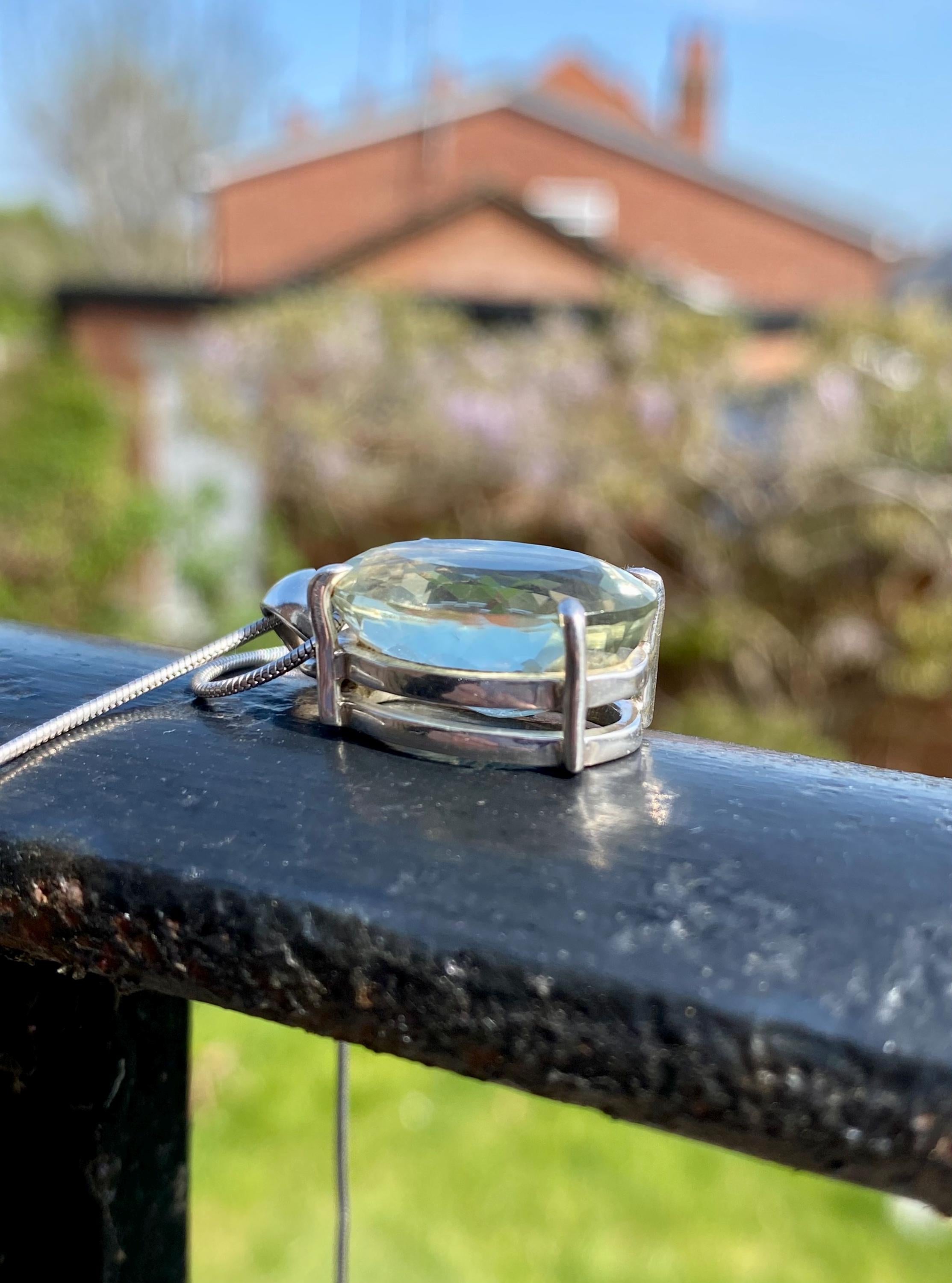 Green Amethyst (Prasiolite ) and Silver Pendant