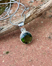 Genuine MOLDAVITE and Sterling Silver Pendant