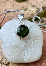 Genuine MOLDAVITE and Sterling Silver Pendant