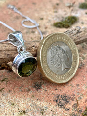 Genuine MOLDAVITE and Sterling Silver Pendant