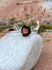 Watermelon Tourmaline Slice Silver ring