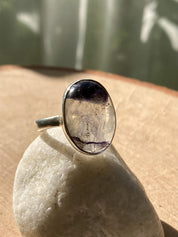 Blue John Silver Oval Ring - Extremely Rare