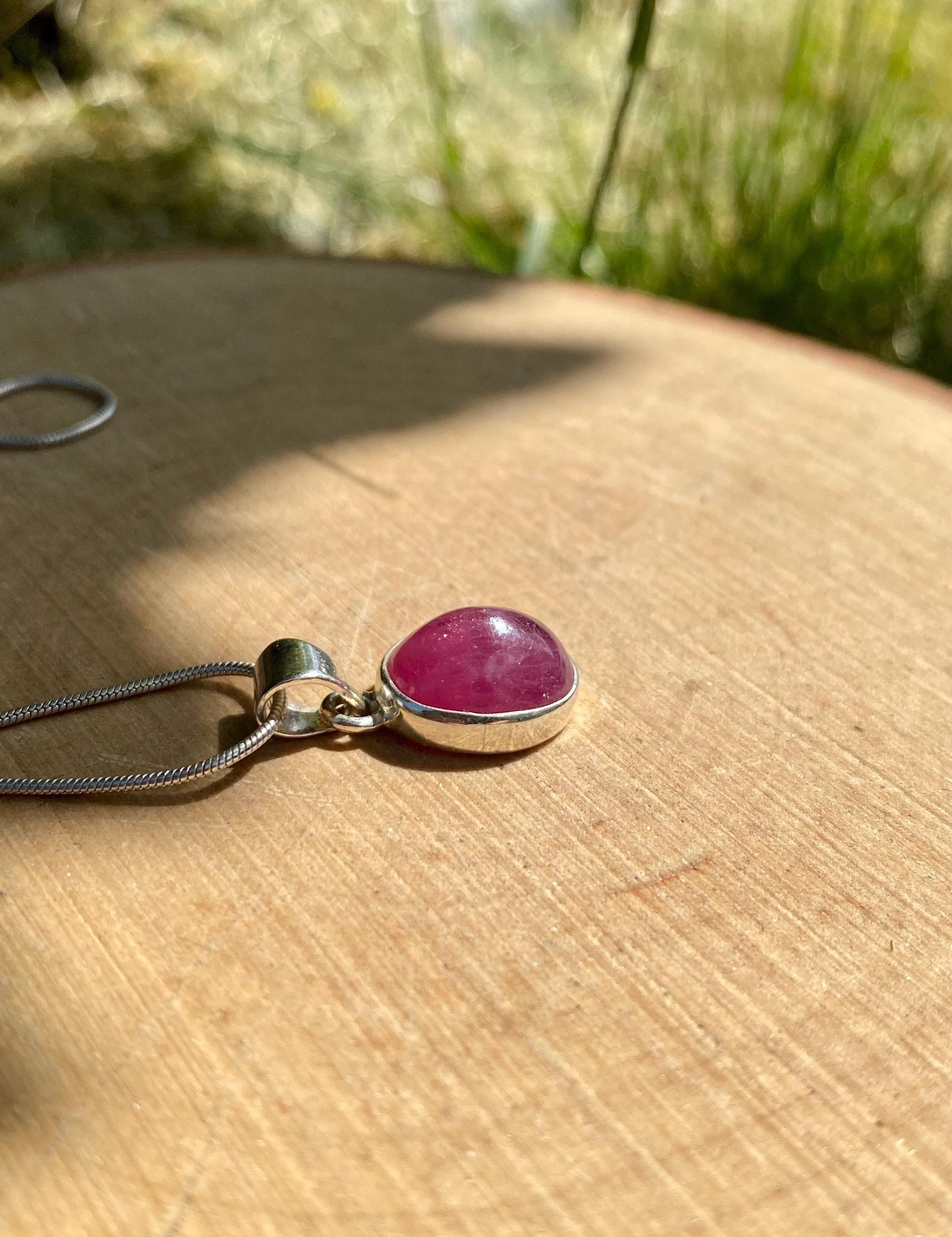 Natural African Ruby Sterling Silver Pendant