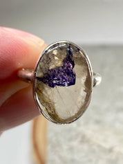 Blue John and Solid Silver Oval Ring - Extremely Rare